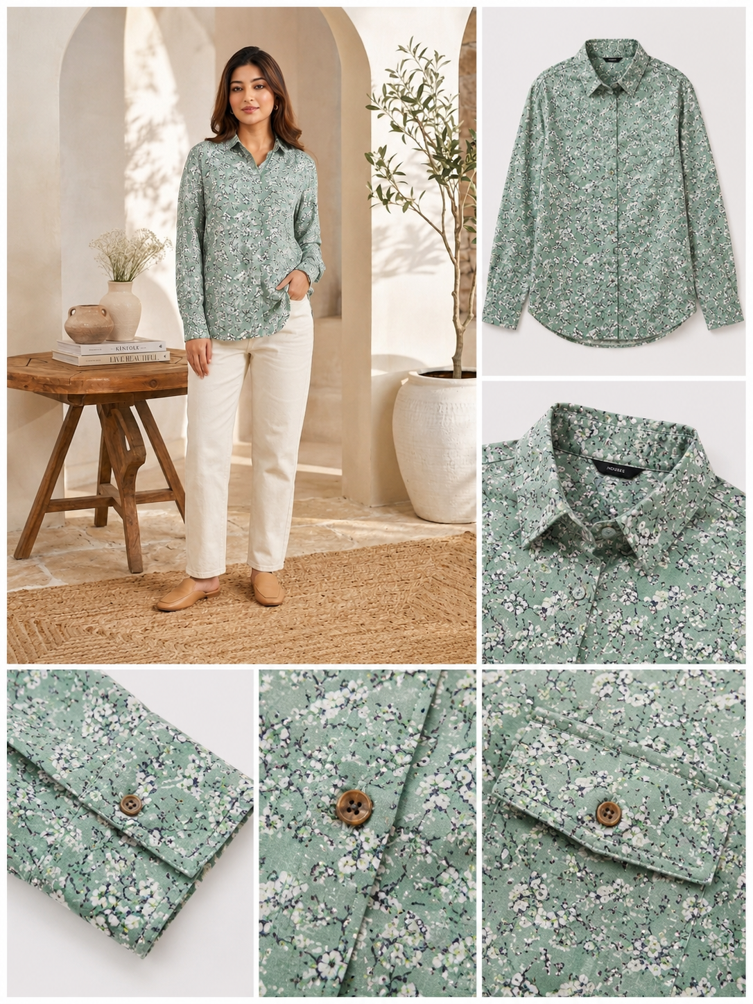 Women Green Floral Print Shirt