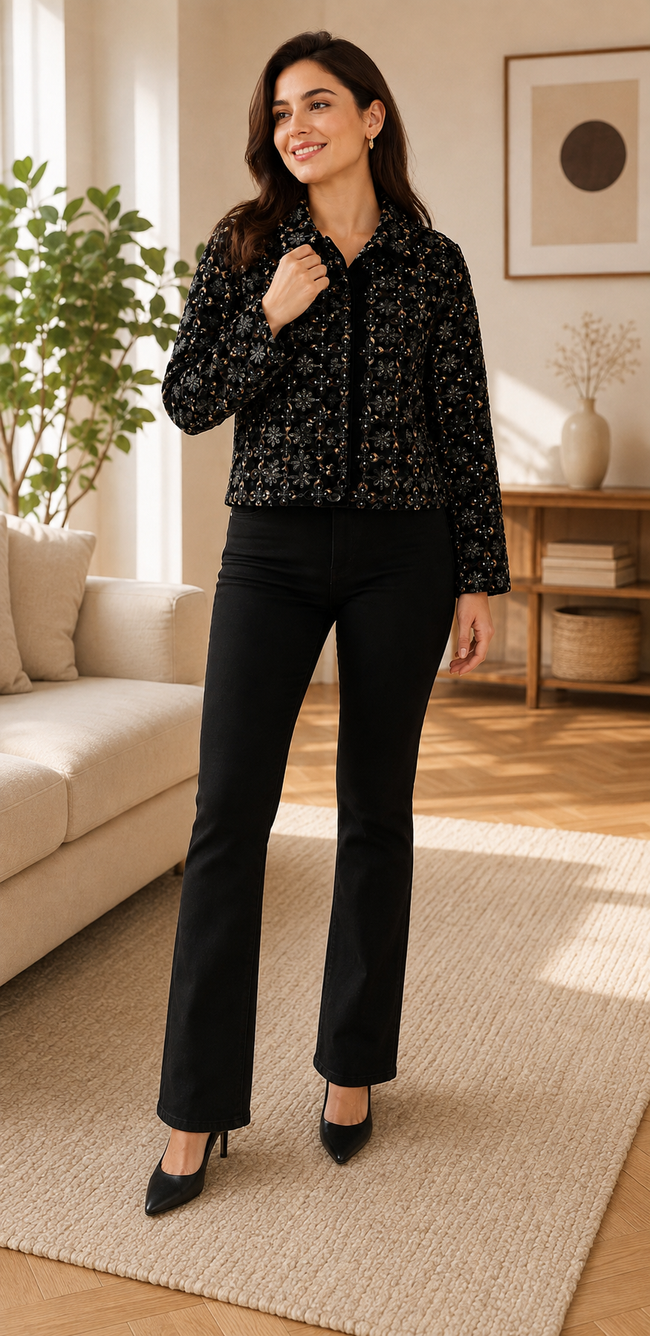 Women Black Casual Jacket