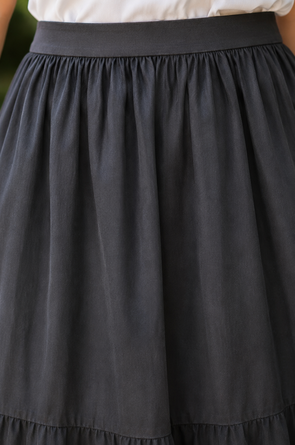Women Black Tiered Maxi Skirt