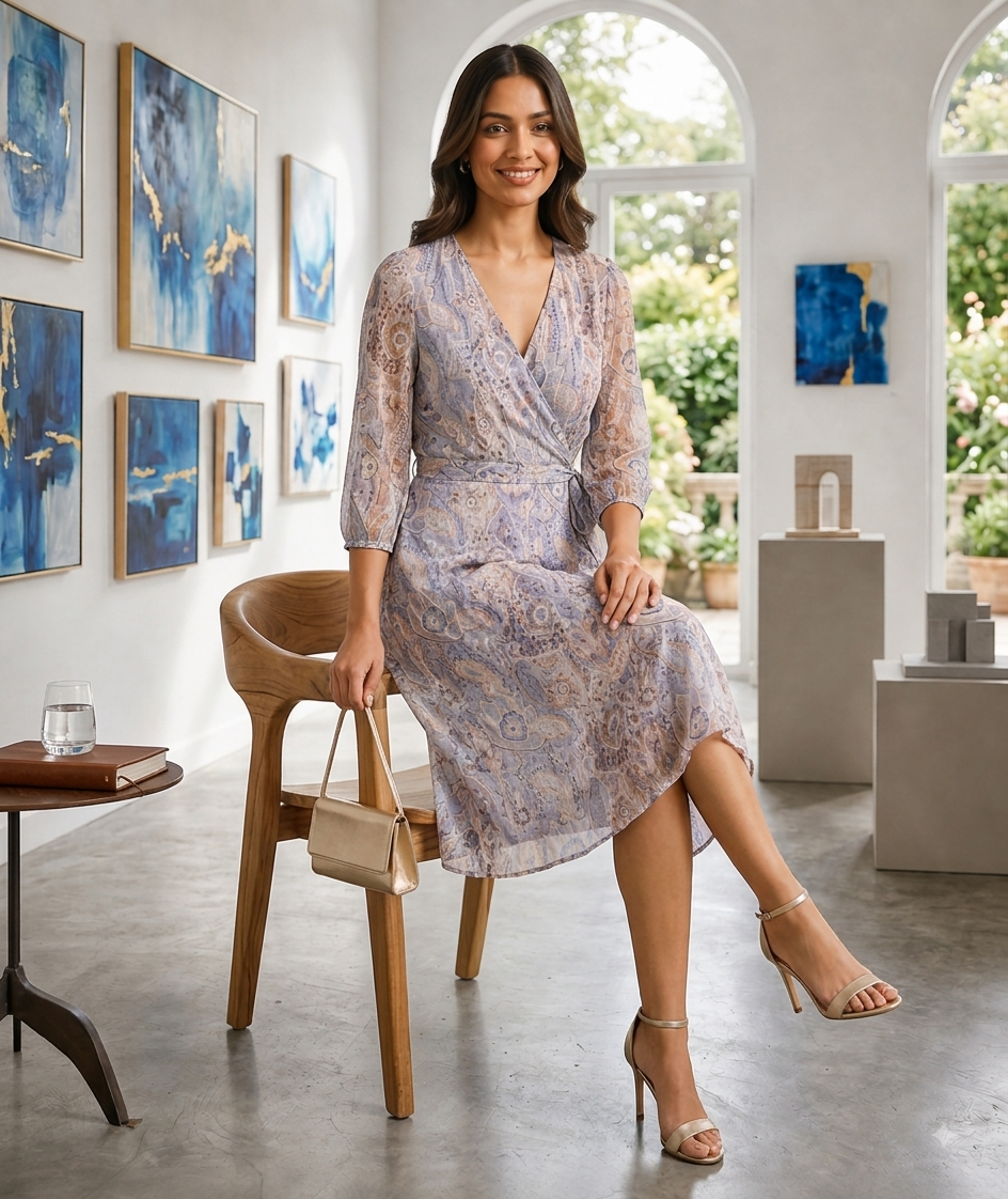 Women Multi Lurex Wrap Dress