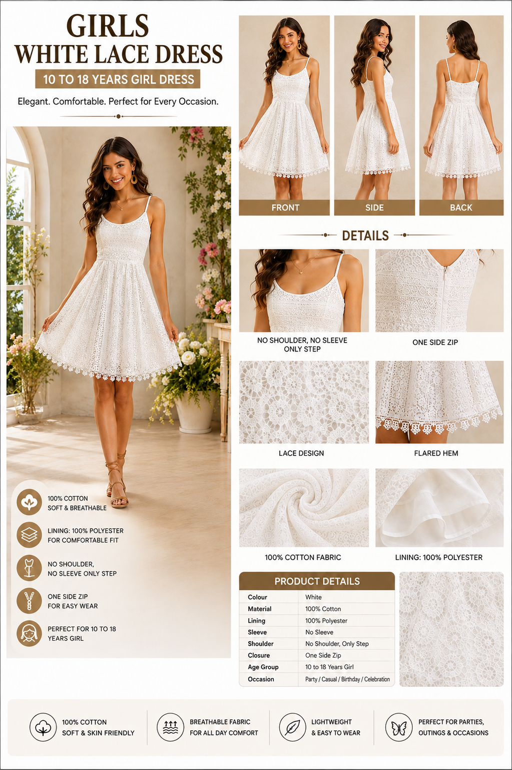 Women White A-Line Dress