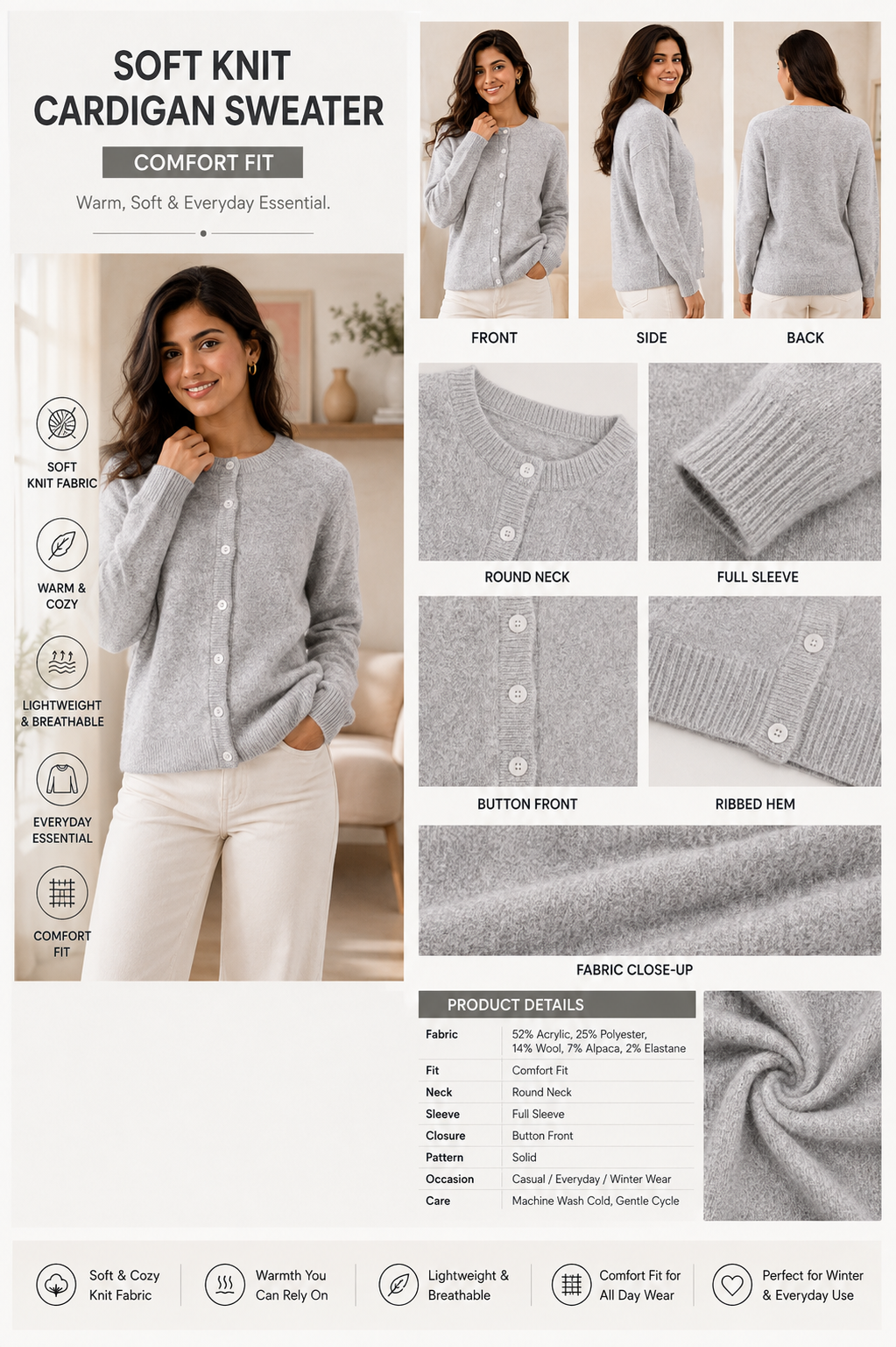 Women Grey Knit Sweater
