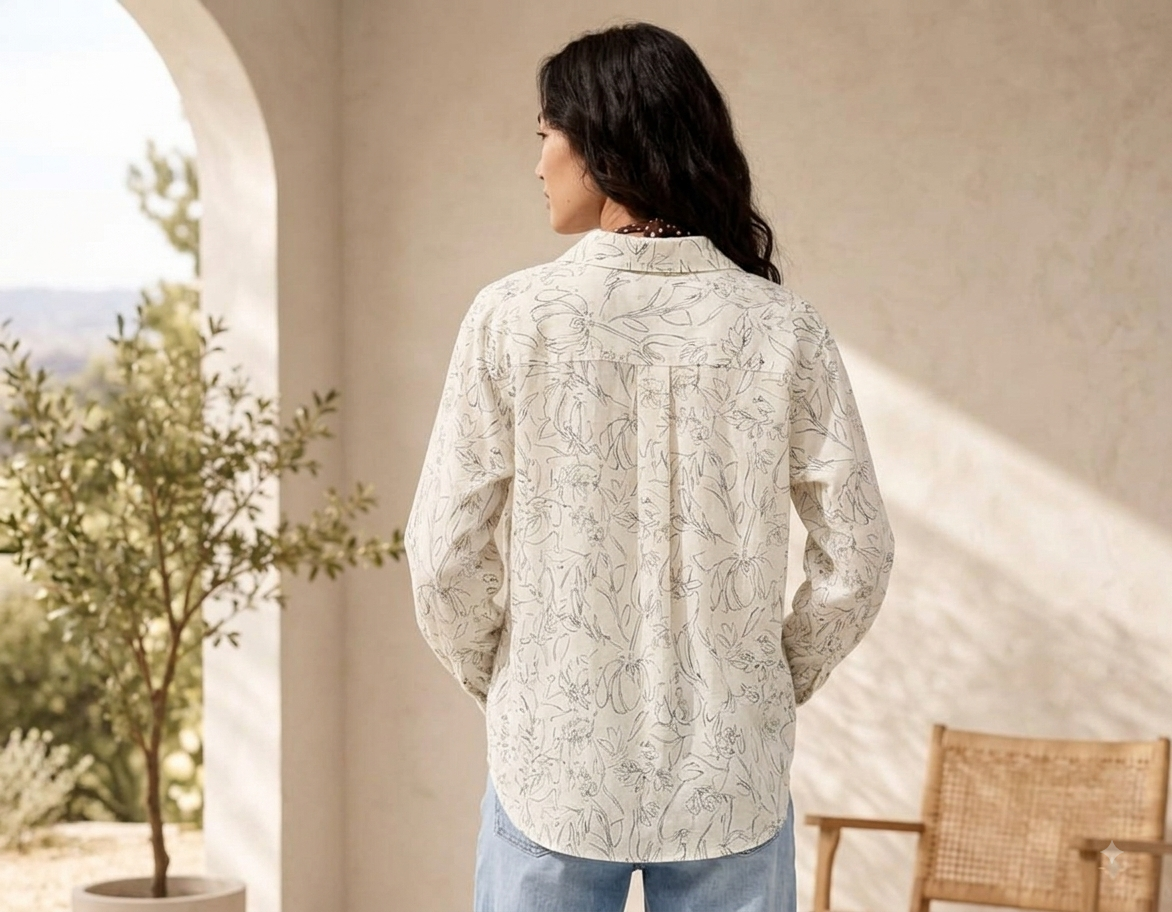 Women Cream Floral Shirt