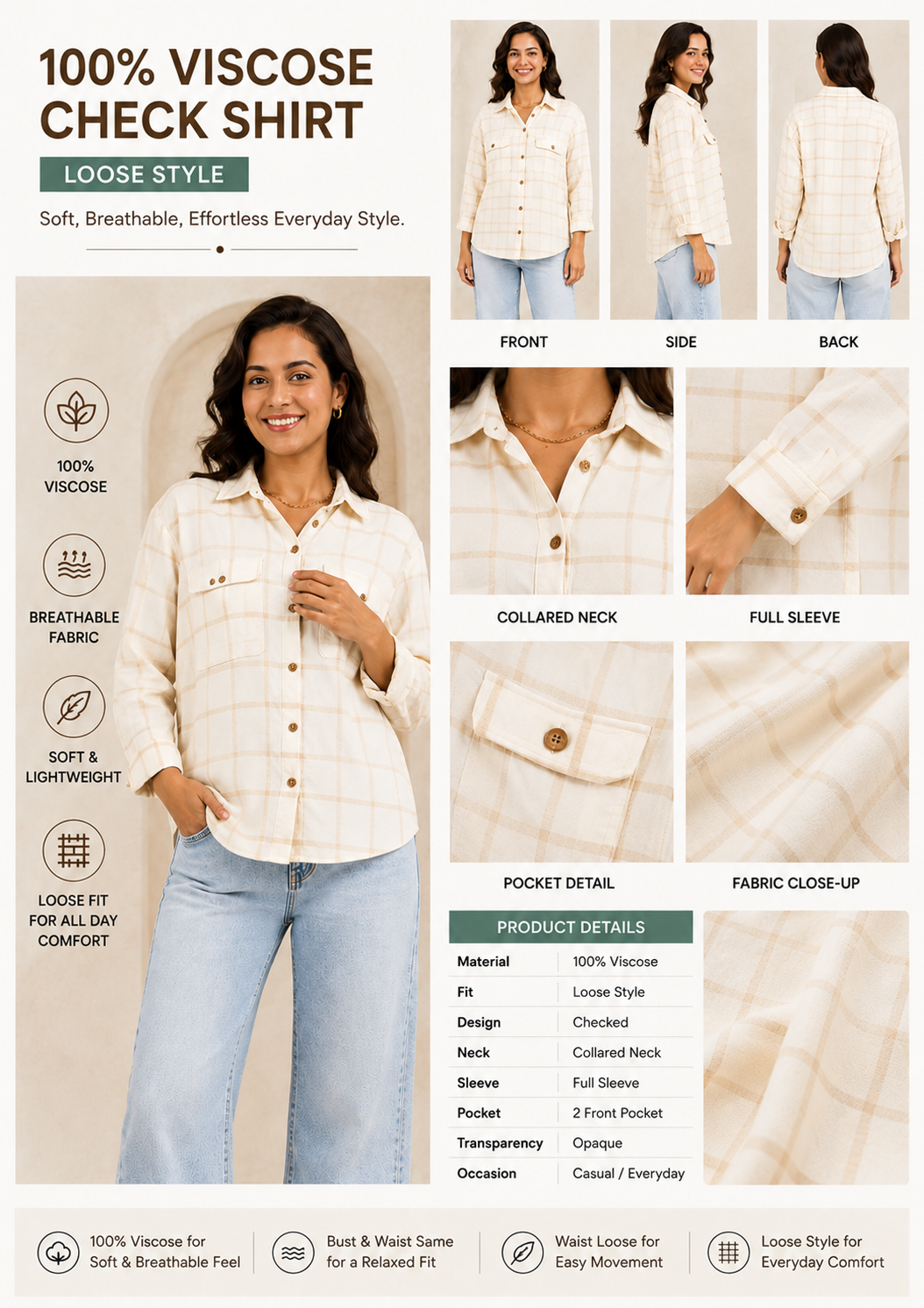 Women Cream Floral Shirt