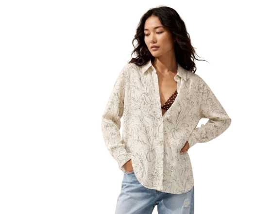 Women Cream Floral Shirt