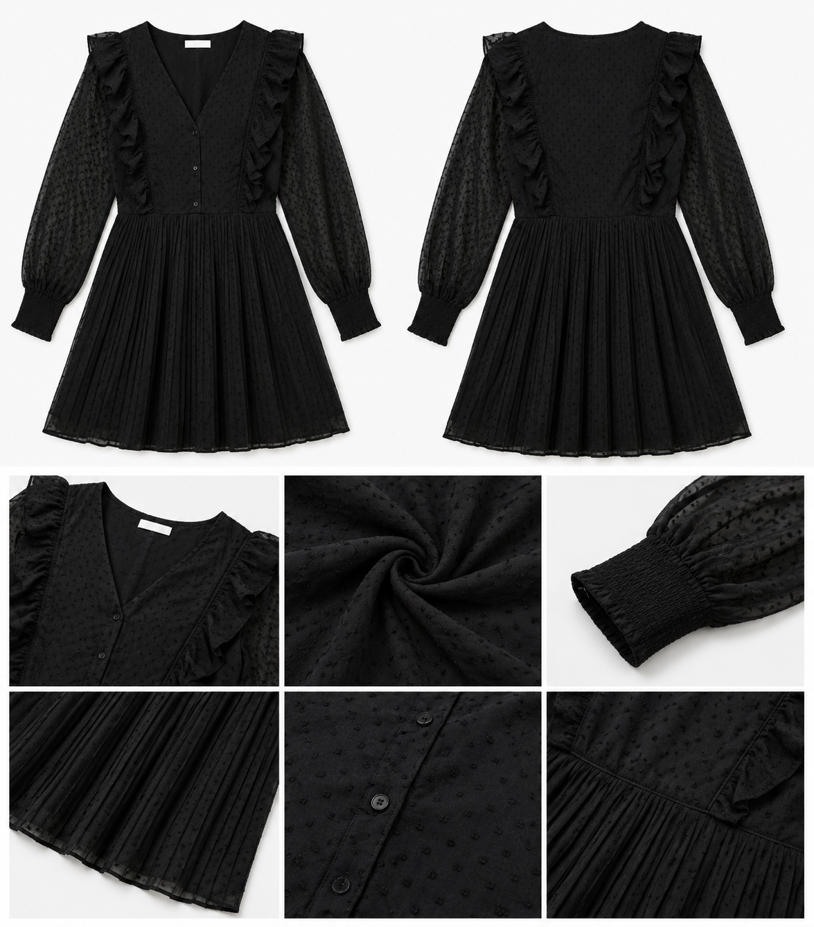 Women Black Pleated Dress