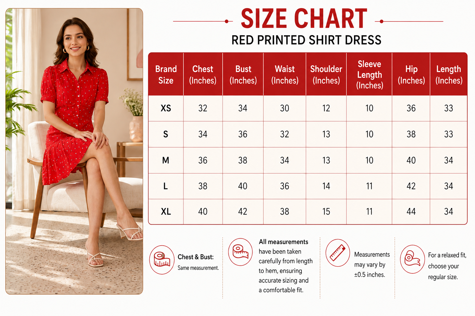 Women Red Shirt Style Mini Dress