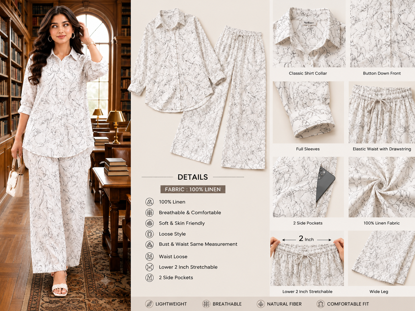 Women Cream Co-Ord Set