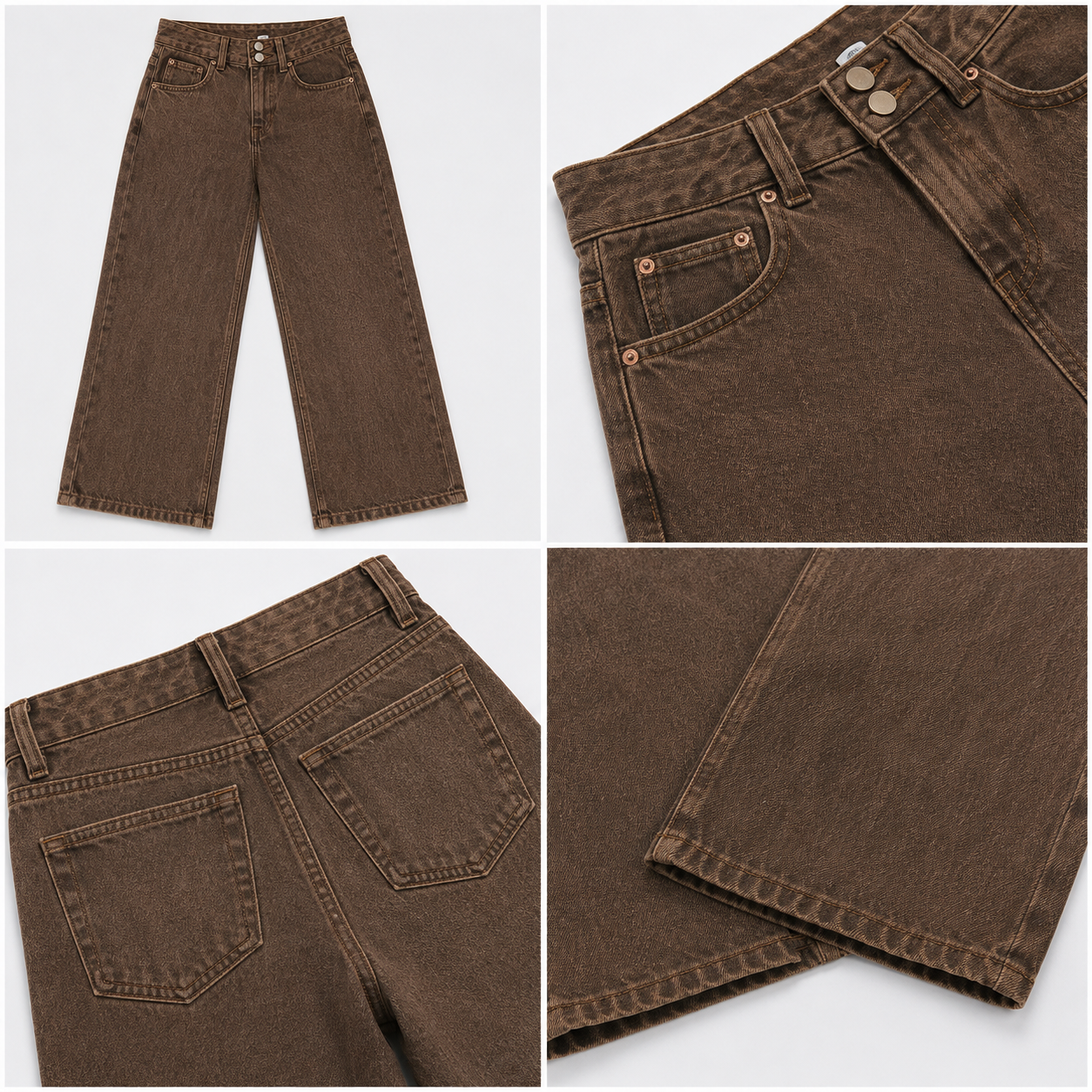 Women Brown Wide Leg Denim Jeans