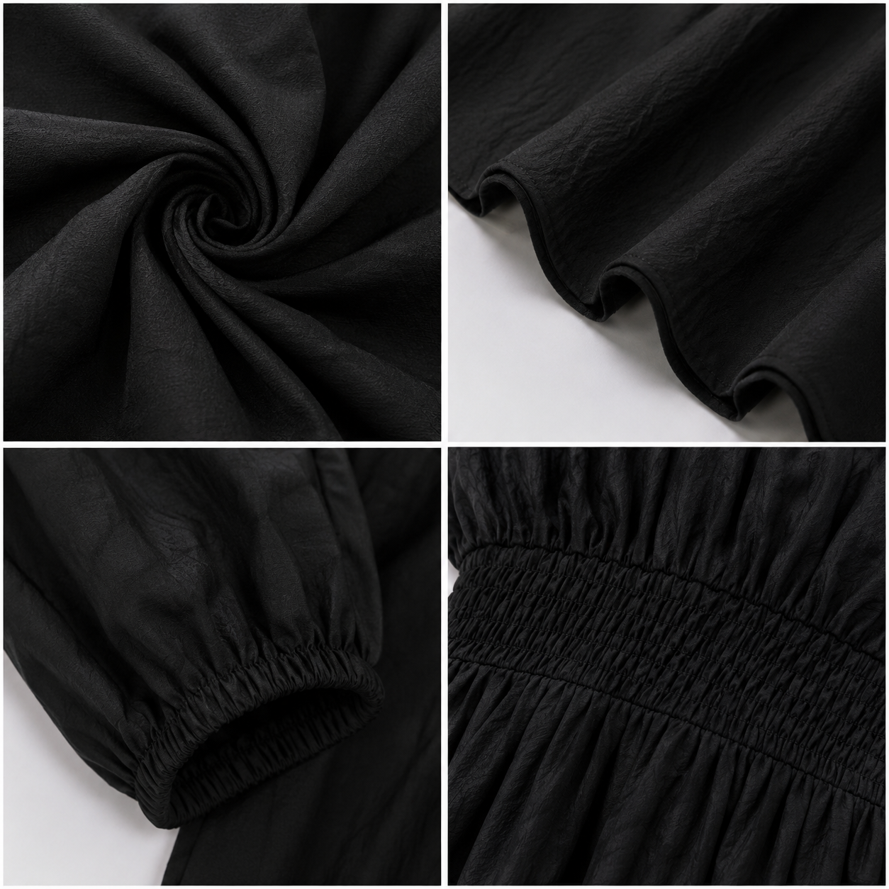 Women Black Cotton Midi Dress