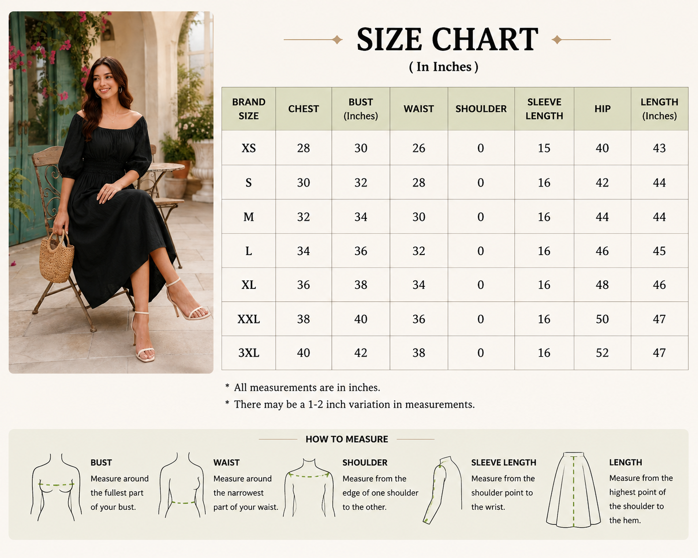 Women Black Cotton Midi Dress