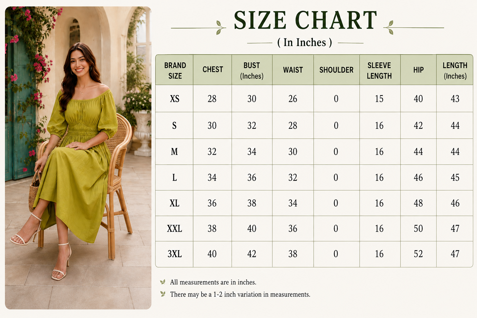 Women Green Cotton Midi Dress