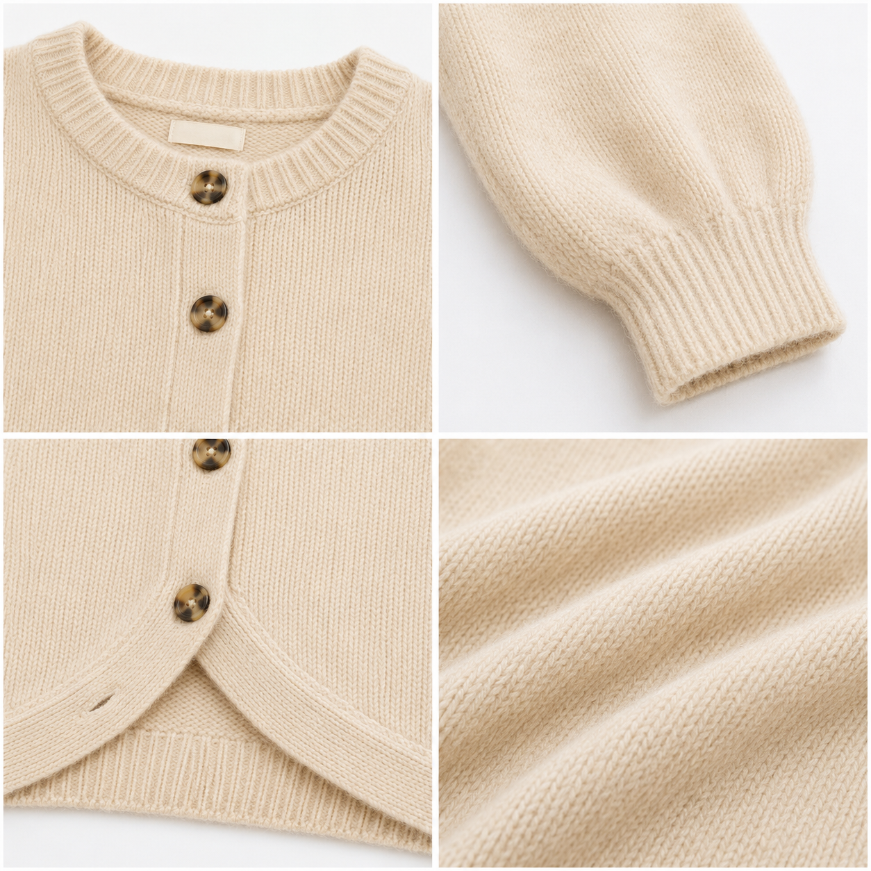 Women Beige Button Front Sweater