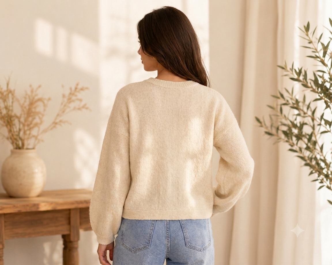 Women Beige Button Front Sweater