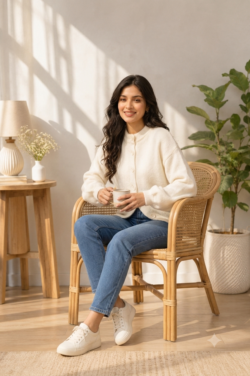 Women White Button Front Sweater
