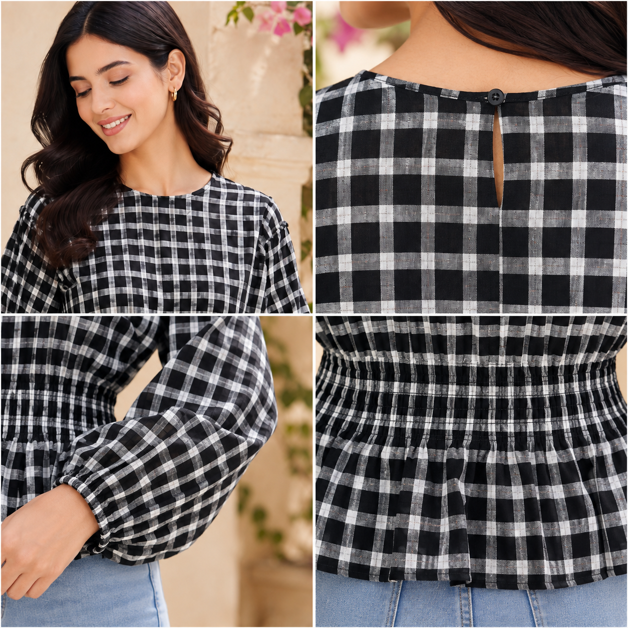 Women Black Peplum Top
