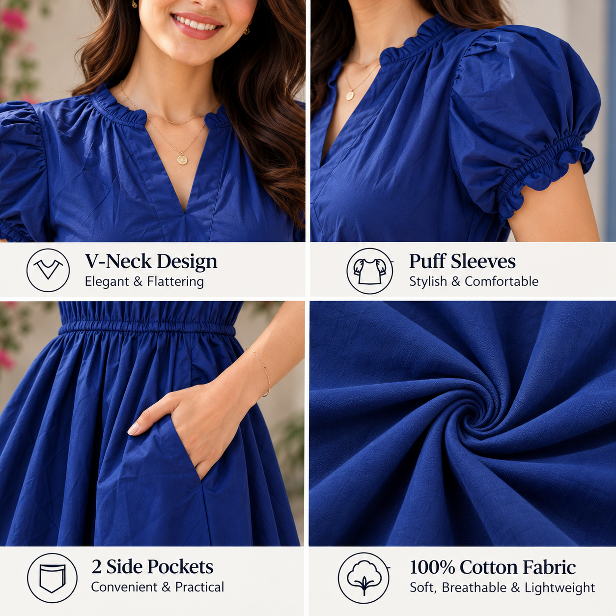 Women Blue Fit & Flare Dress