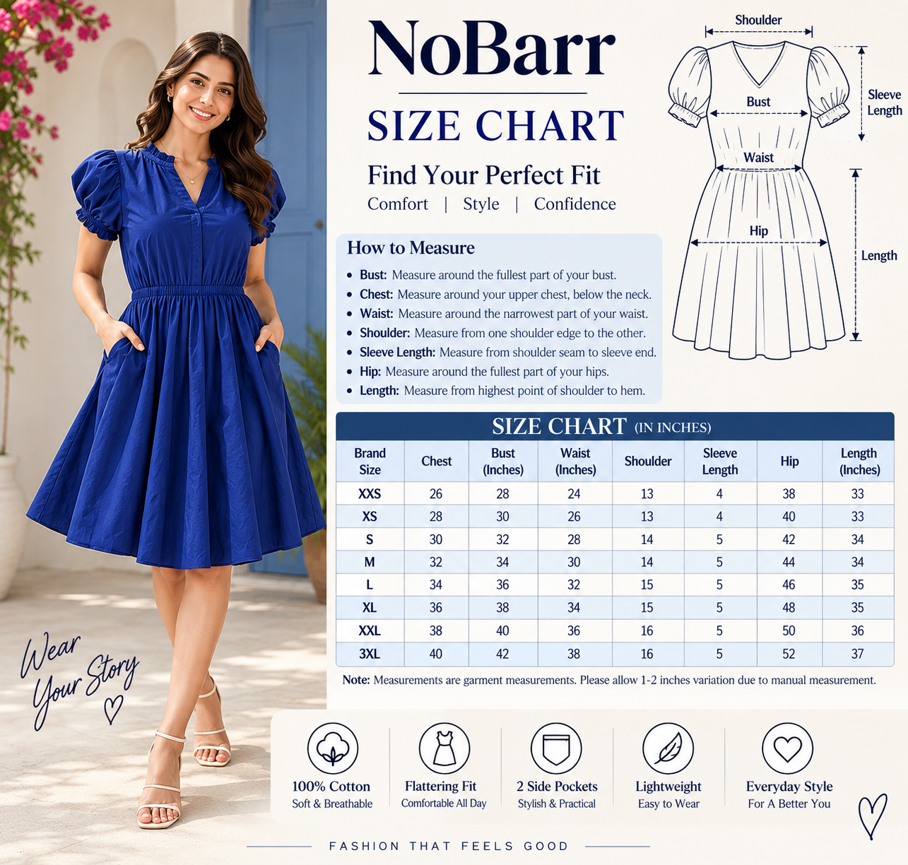 Women Blue Fit & Flare Dress