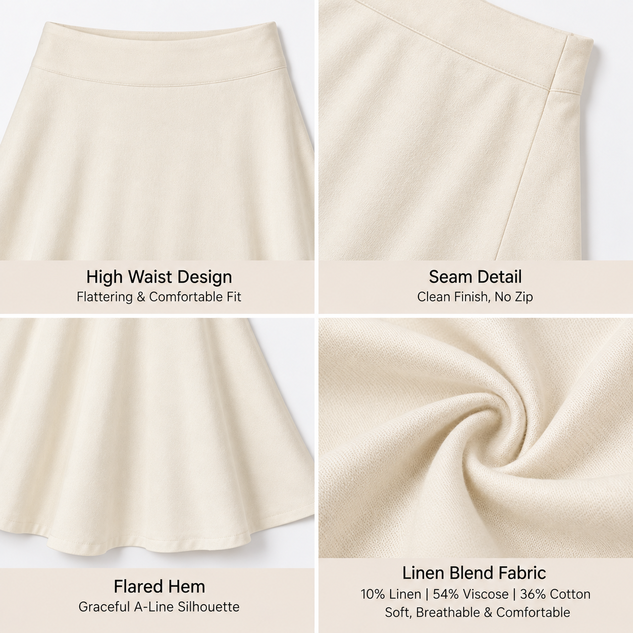 Women Cream  Flared Maxi Skirt