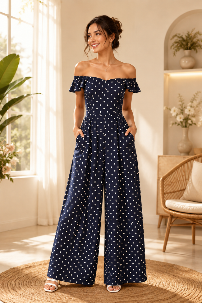 Women Blue Wide Leg Jumpsuit
