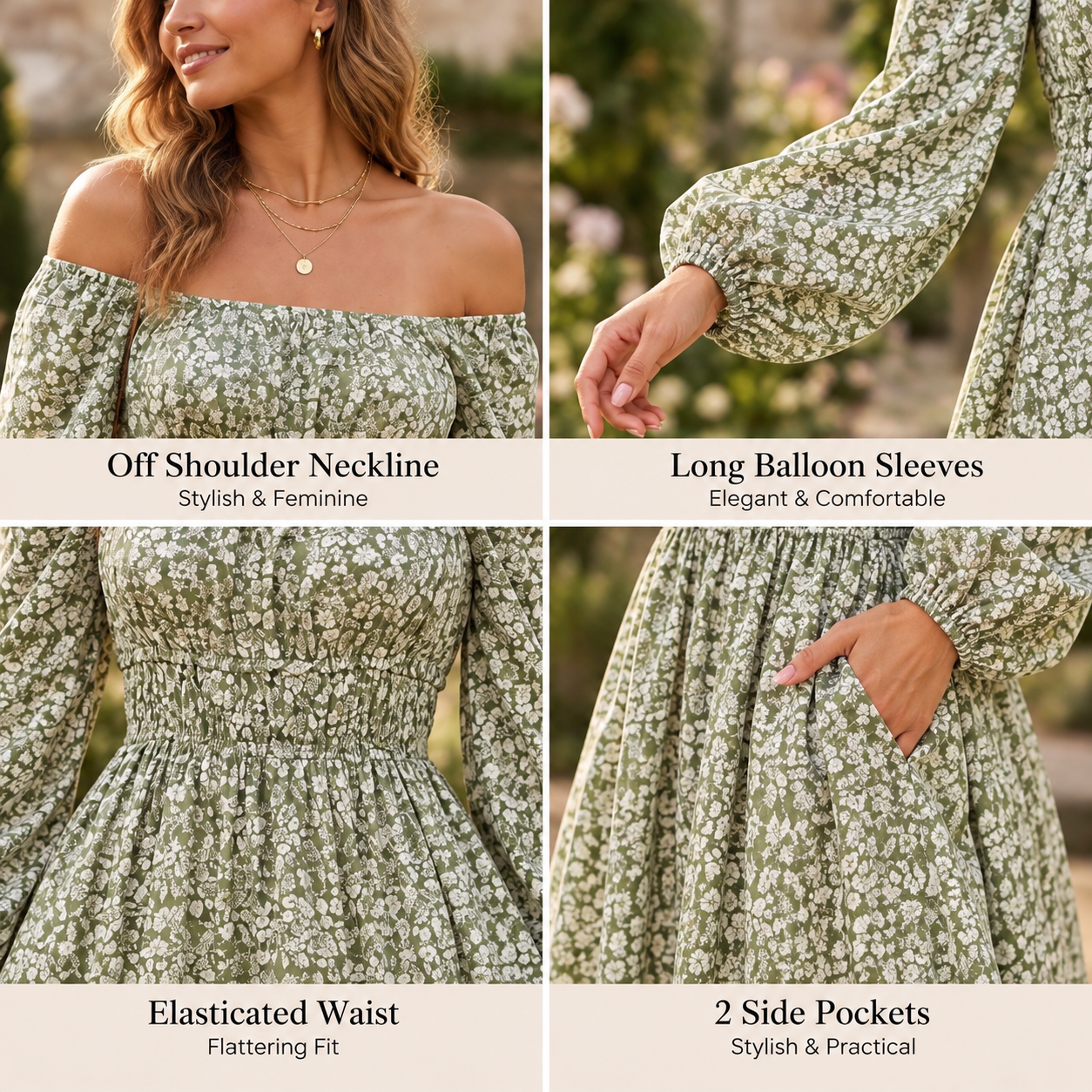 Women Green Cotton Mini Dress