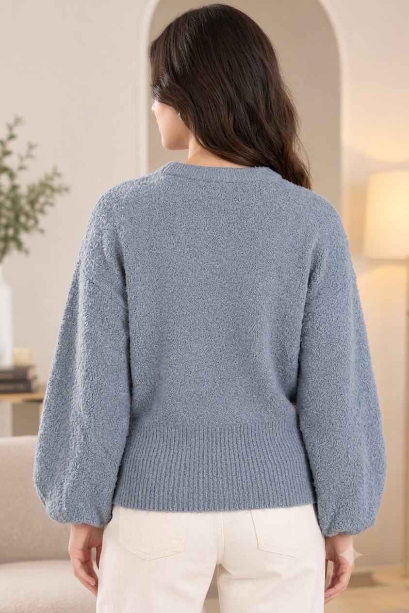 Women Grey Acrylic Knit Sweater