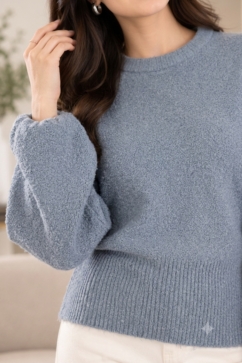 Women Grey Acrylic Knit Sweater