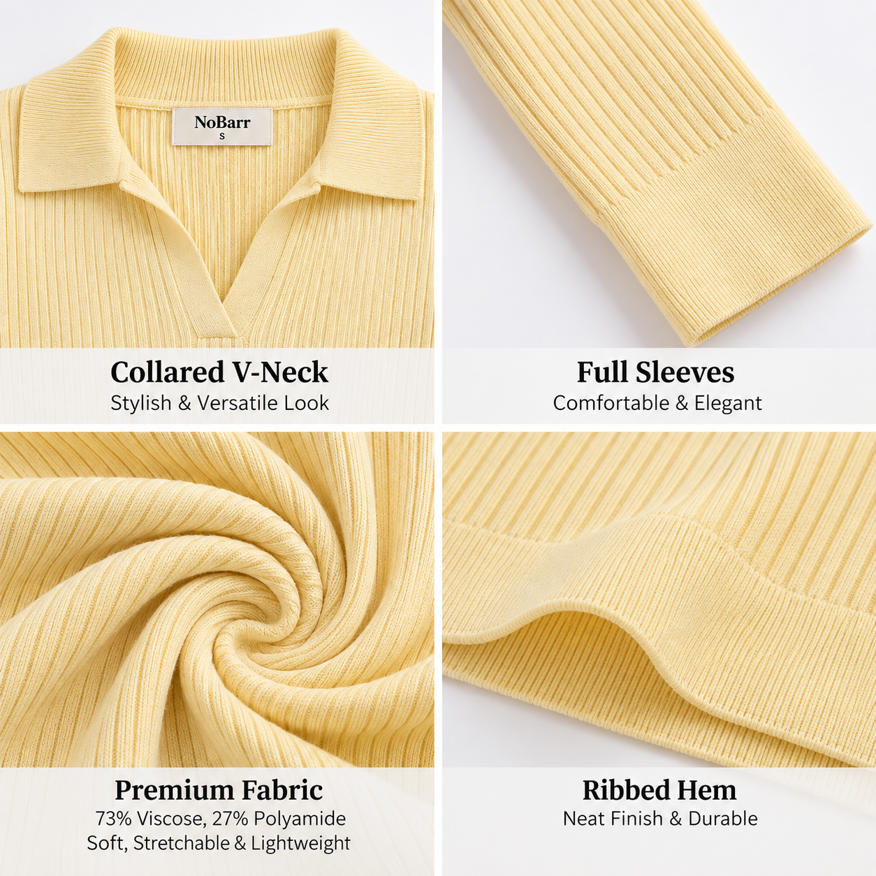 Women Yellow Polo Neck Sweater Top