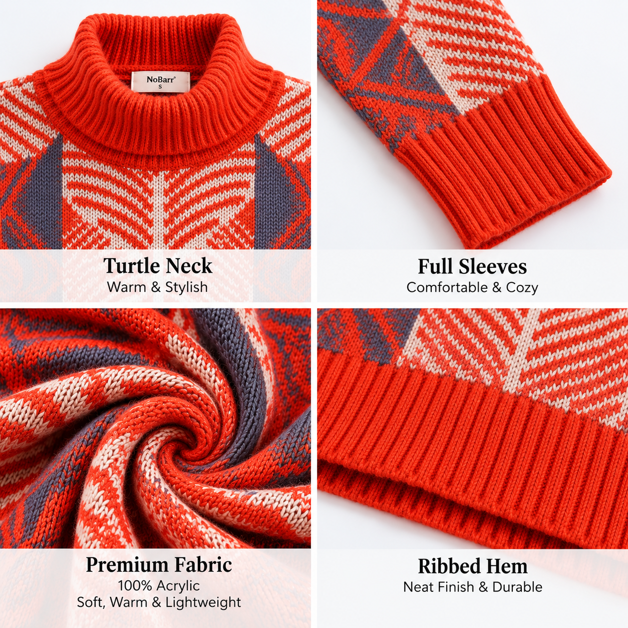 Women Orange Turtleneck Sweater
