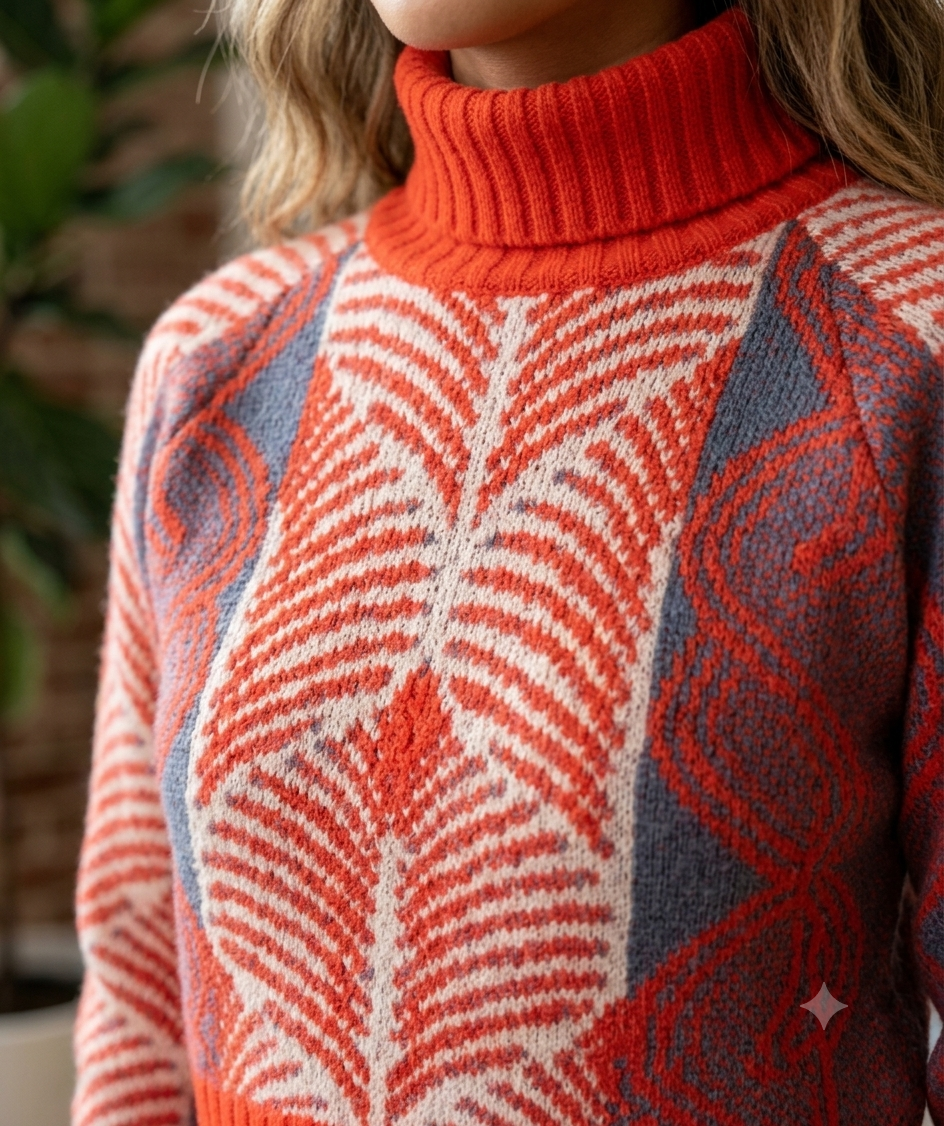 Women Orange Turtleneck Sweater