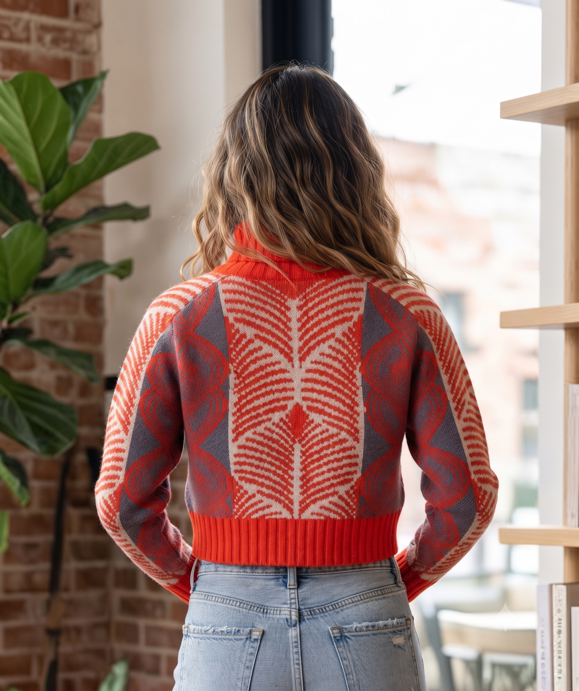 Women Orange Turtleneck Sweater