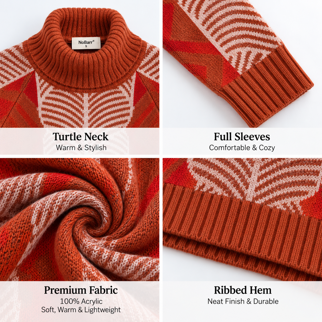Women Orange Turtleneck Sweater