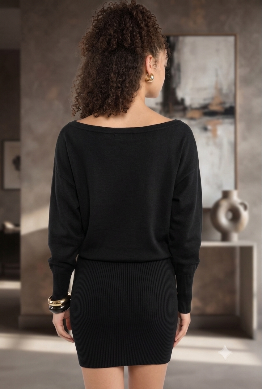 Women Black Off-Shoulder Mini Dress