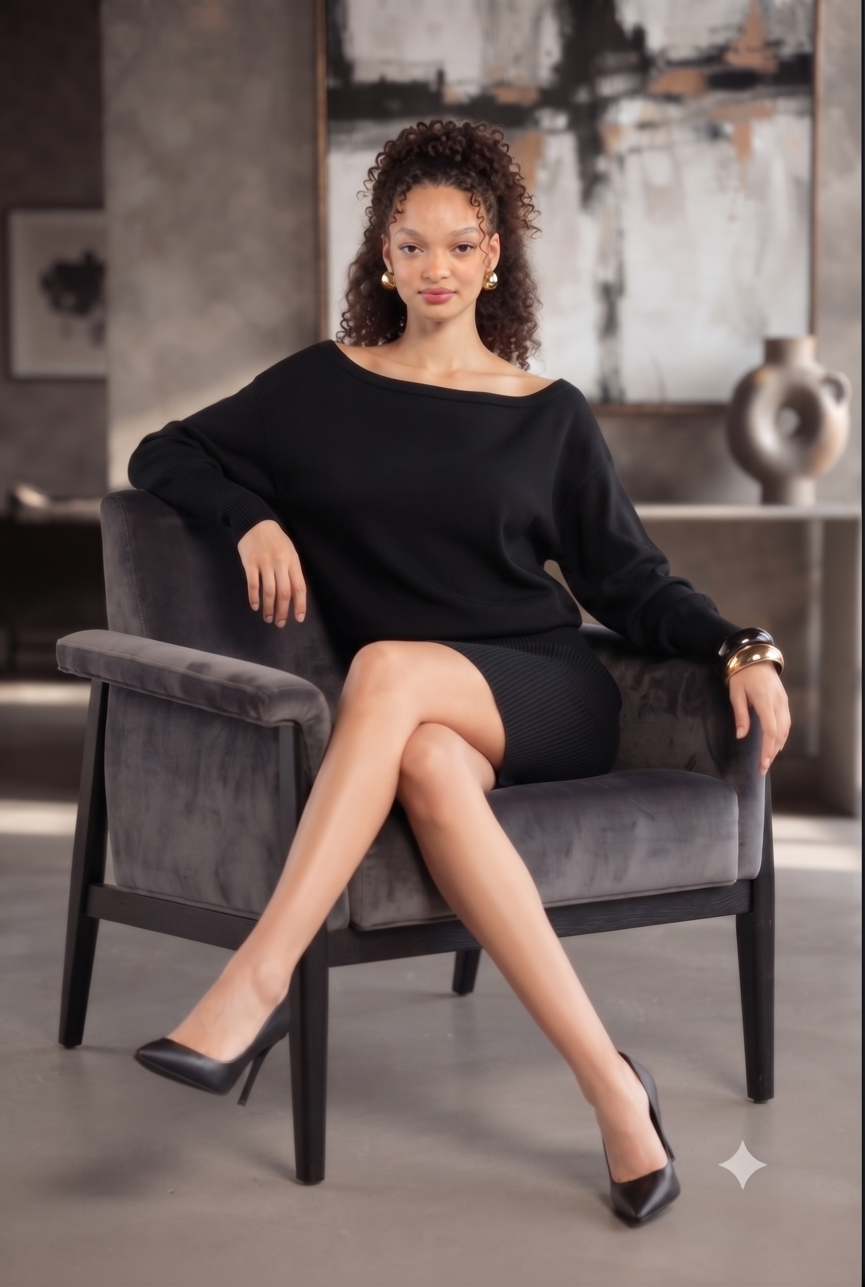 Women Black Off-Shoulder Mini Dress