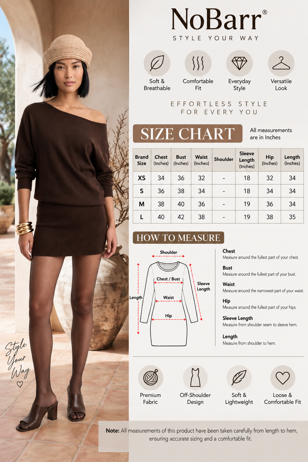 Women Brown Off-Shoulder Mini Dress