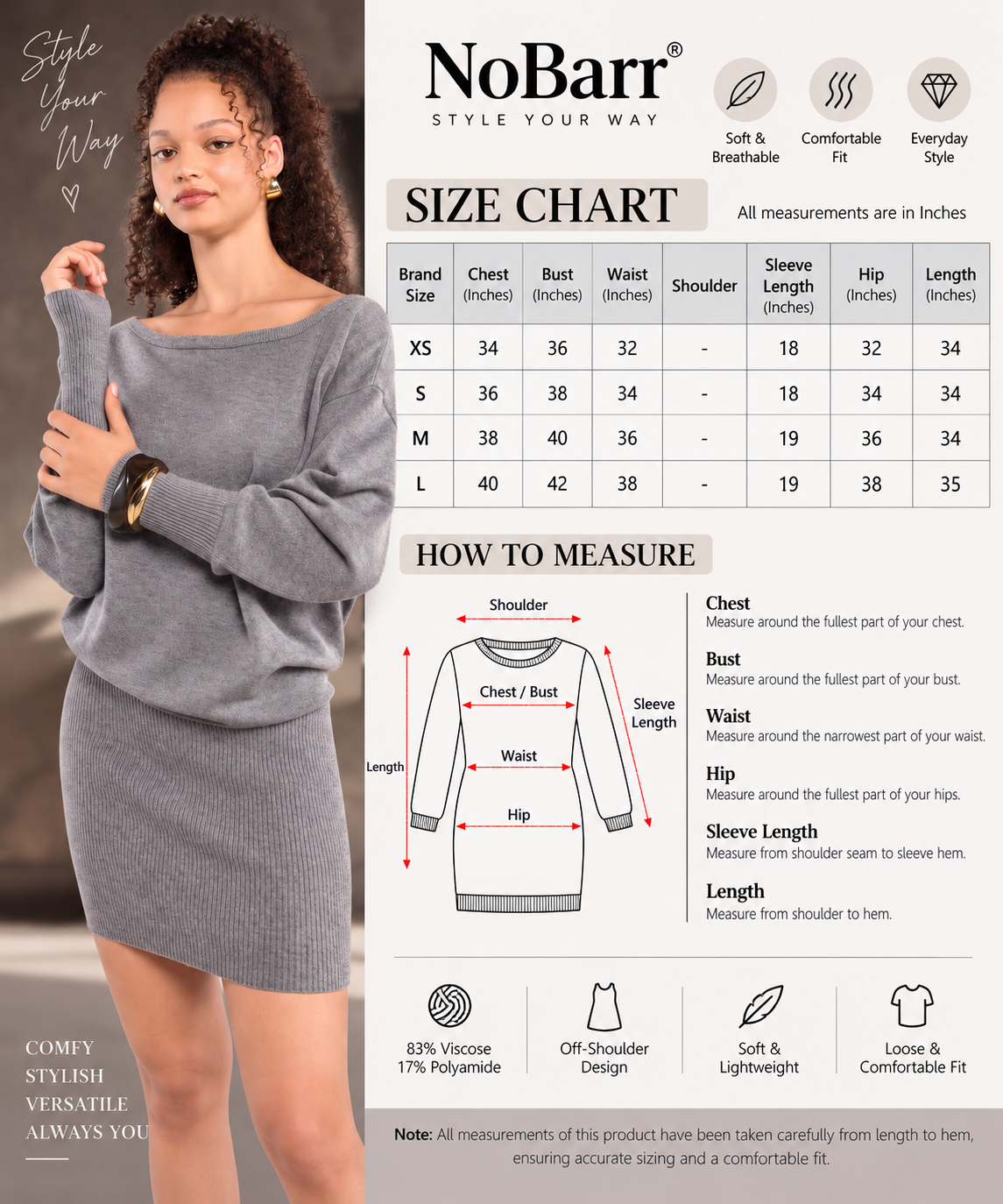 Women Grey Off-Shoulder Mini Dress