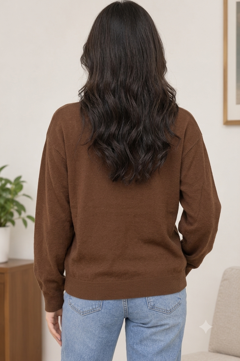 Women Brown Knit Sweater