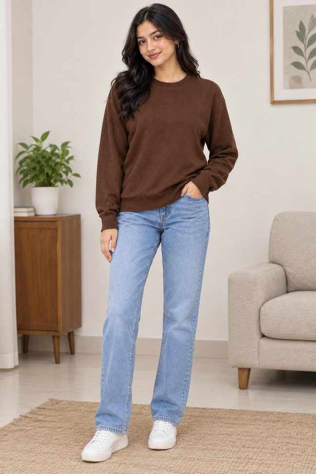 Women Brown Knit Sweater