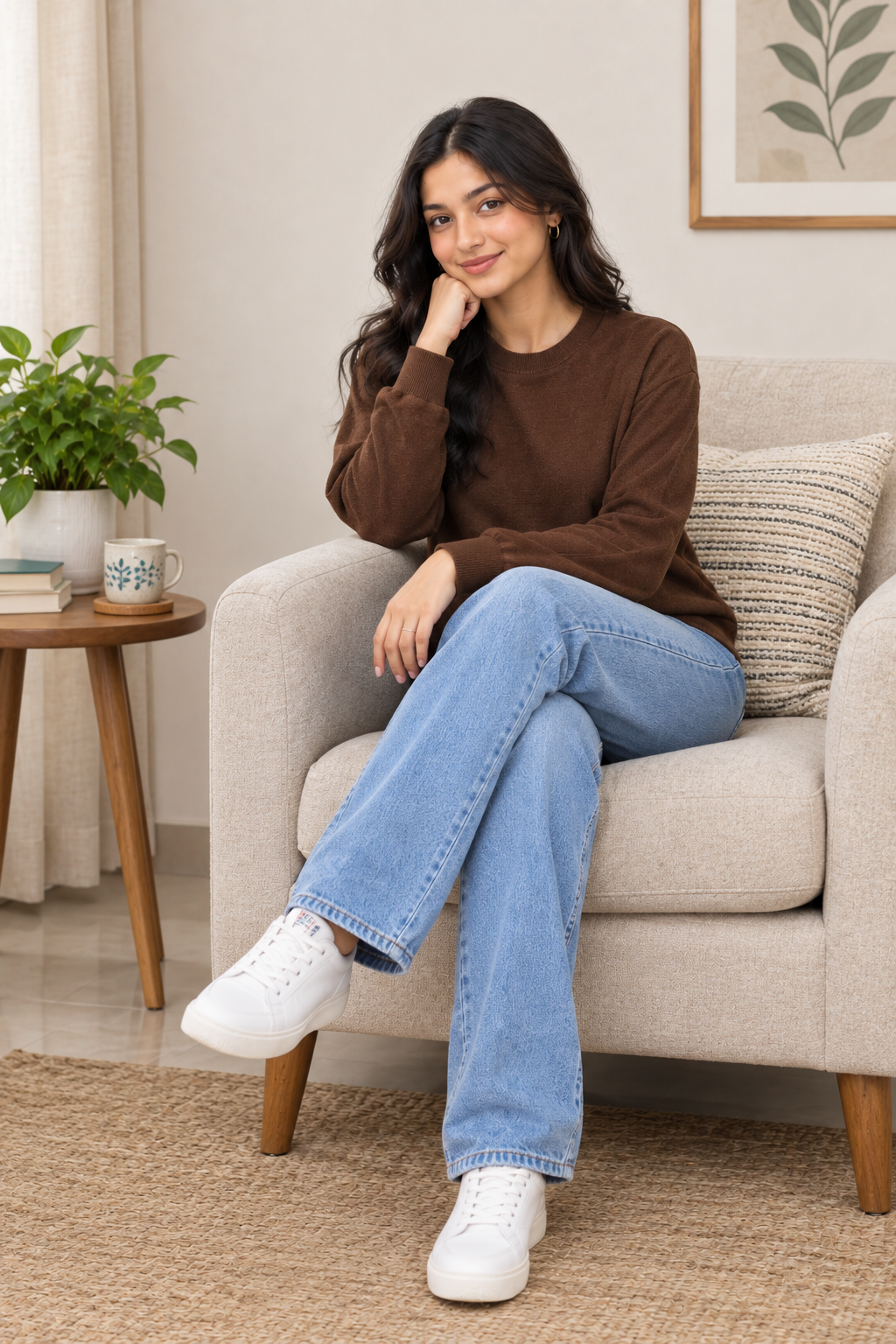 Women Brown Knit Sweater