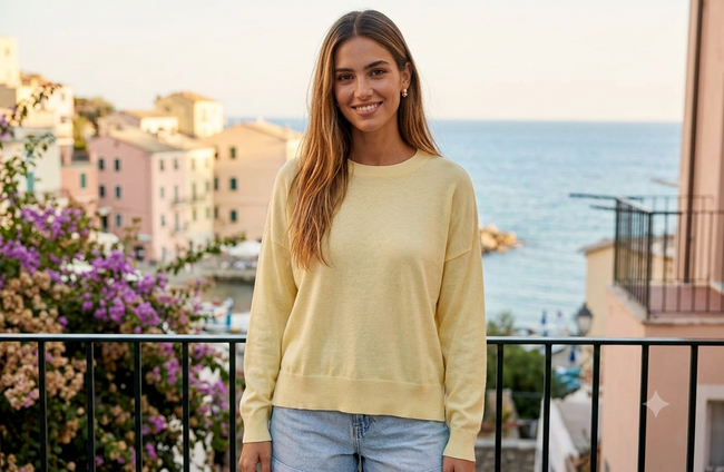 Women Yellow Knit Sweater