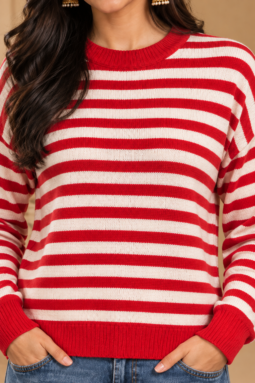Women Red Knit Sweater