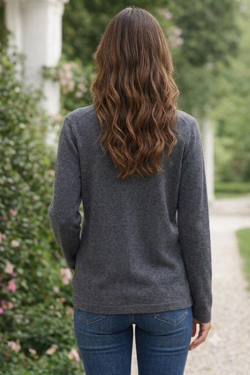 Women Grey V-Neck Cardigan