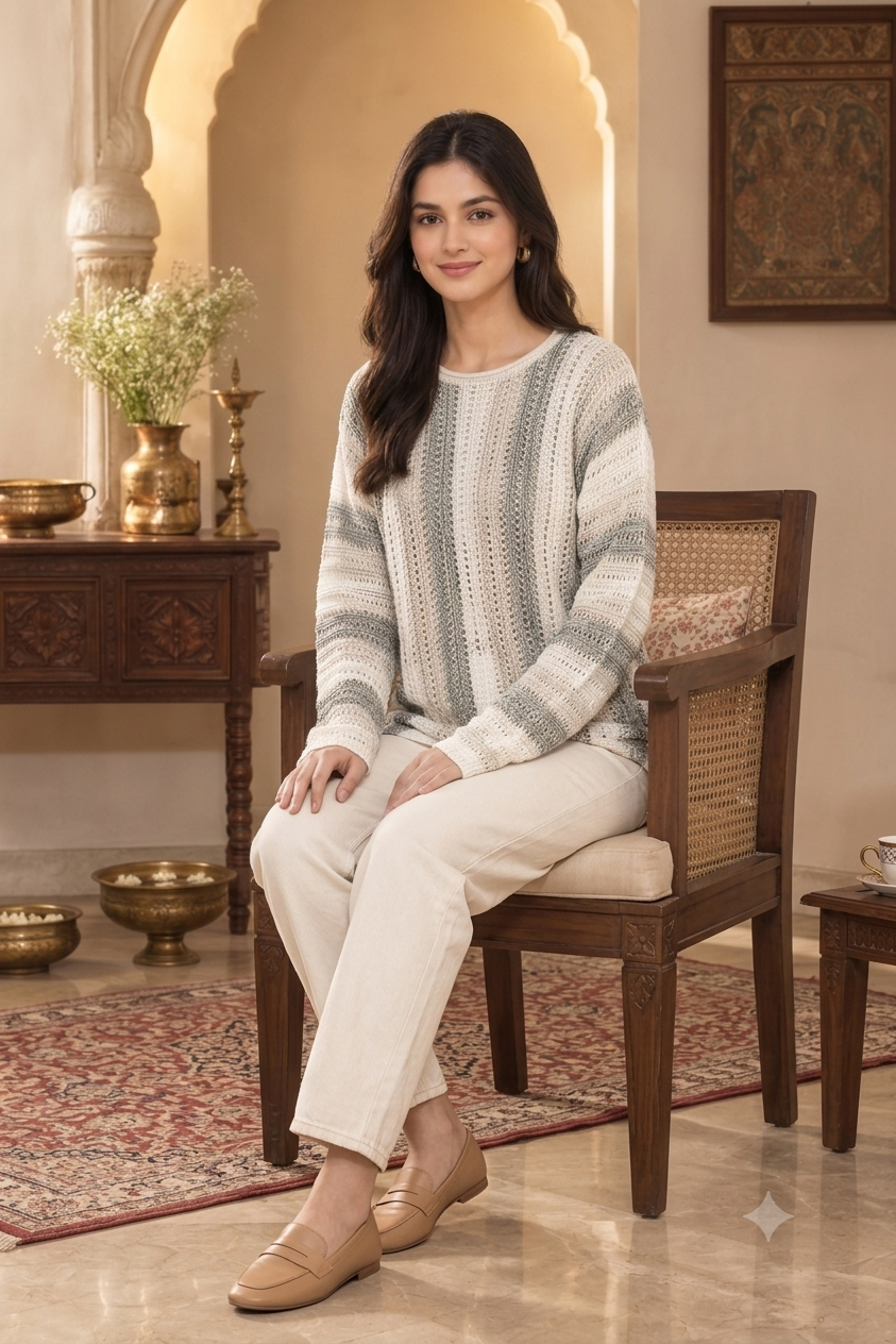 Women Multi Acrylic Knitted Sweater