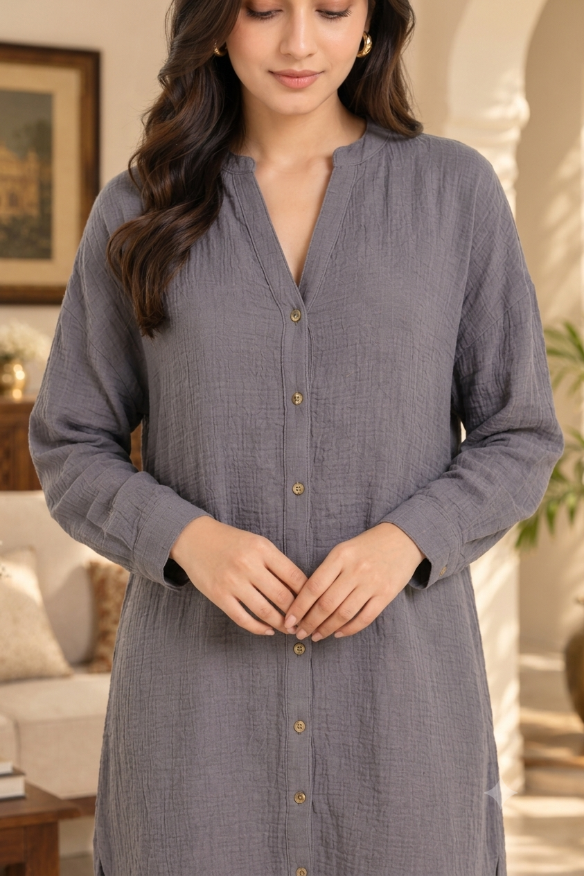 Women Grey Tunic Dress