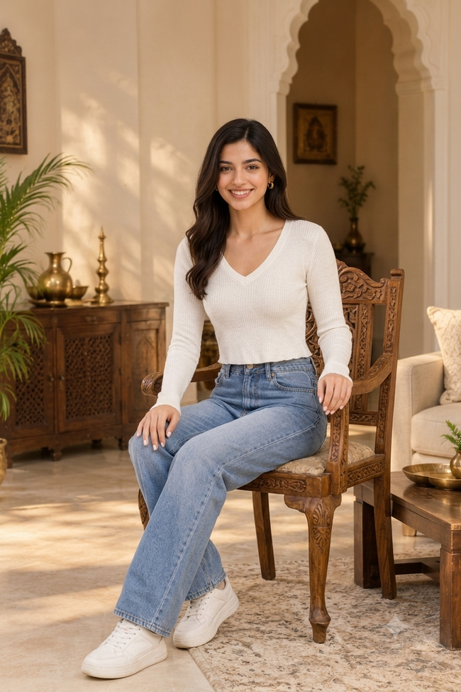 Women White  Cropped Sweater Top