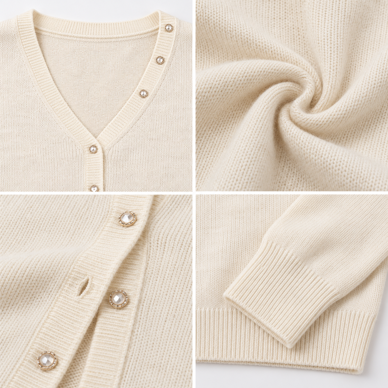 Women White Knit Cardigan