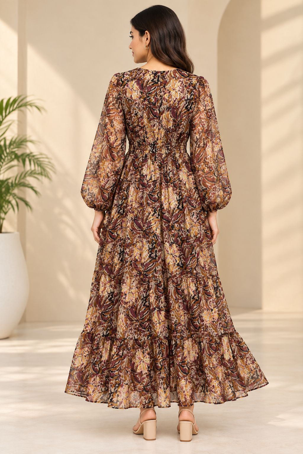 Women Multi Maxi Dress With Inner Lining