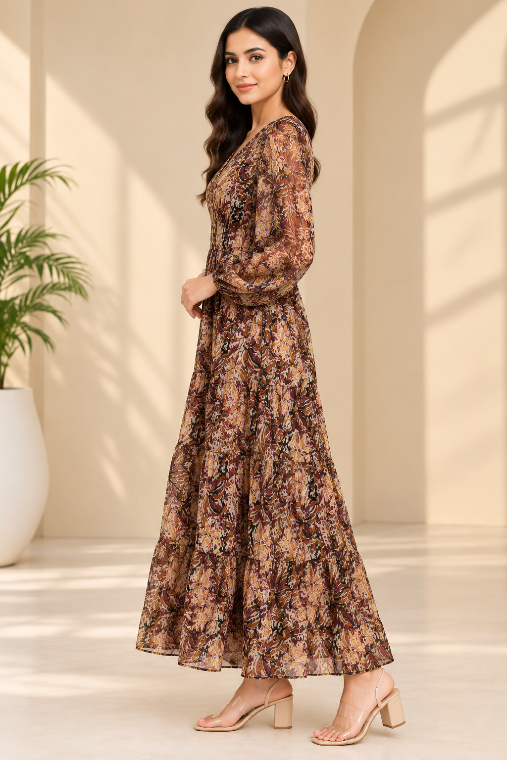 Women Multi Maxi Dress With Inner Lining