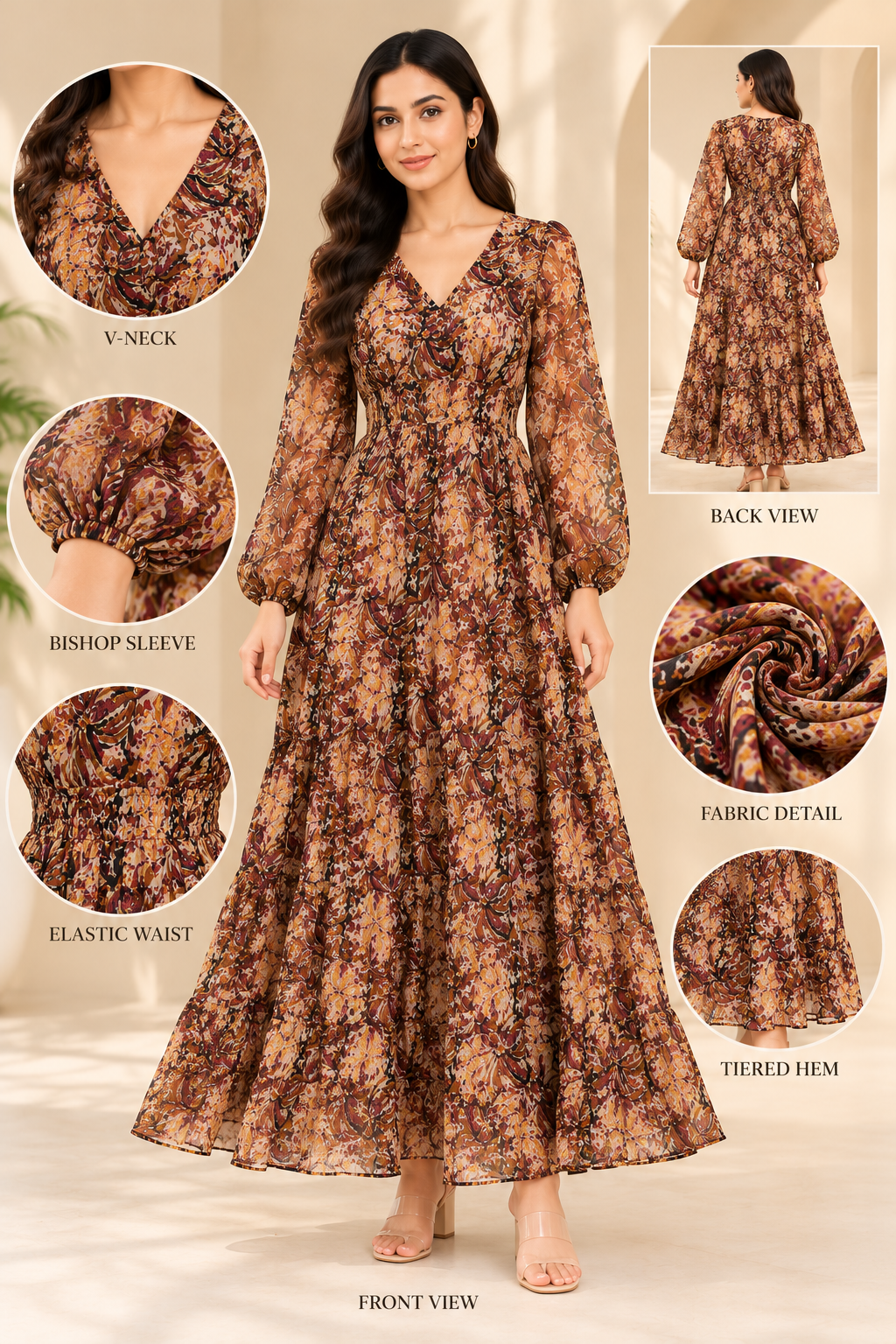 Women Multi Maxi Dress With Inner Lining