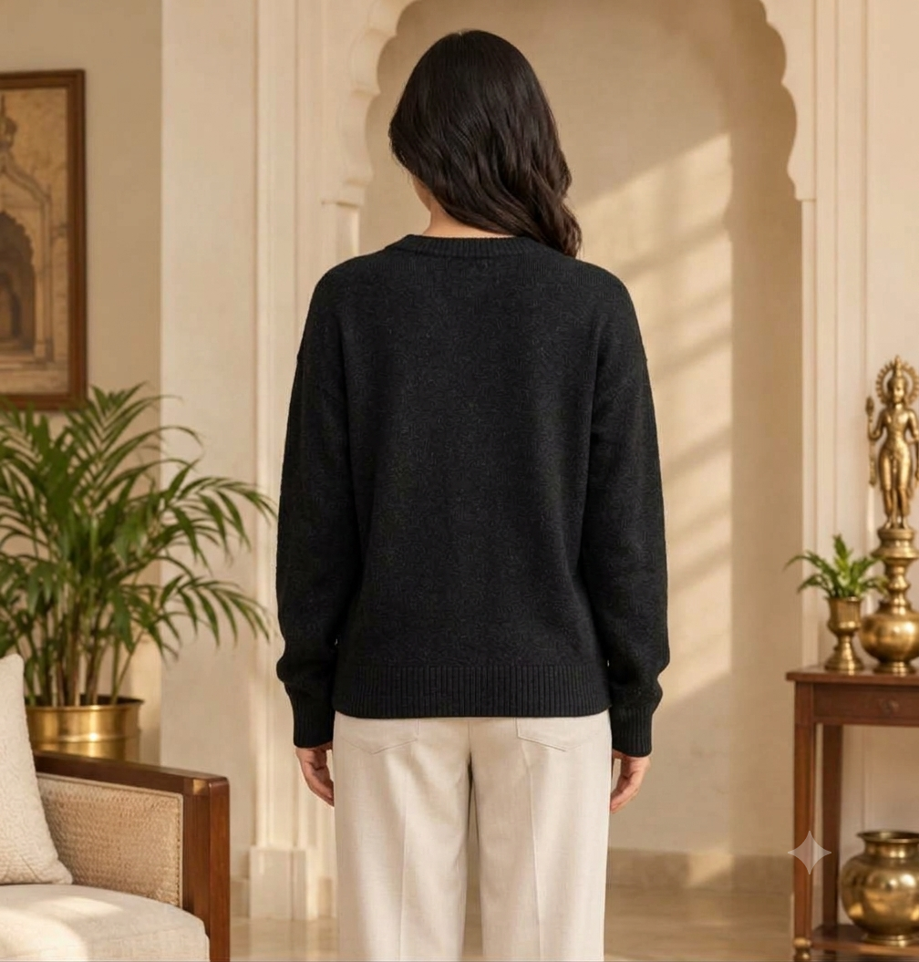 Women Black Pullover Sweater